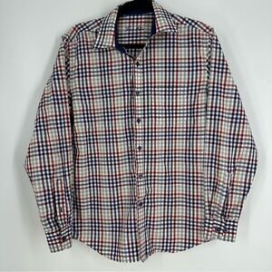 TASSO ELBA Men’s Multicolor Plaid Long-sleeve Button Down Shirt Sz S